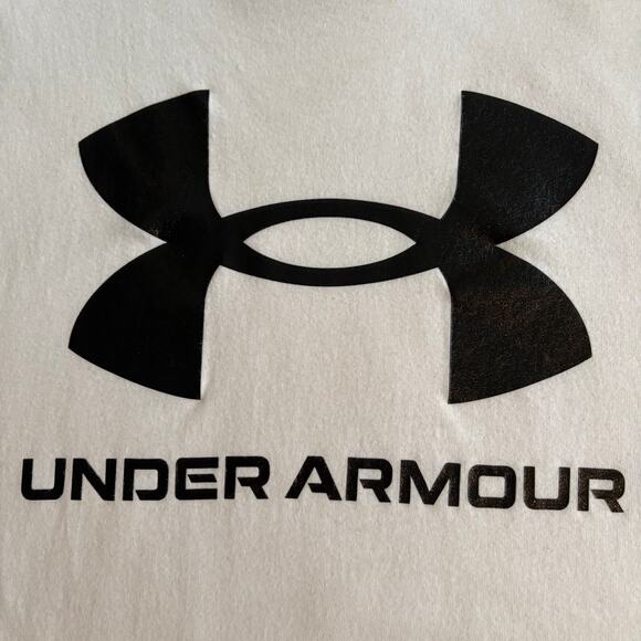 Under Armour Loose Fit White Black Logo Tee S - Picture 3 of 6